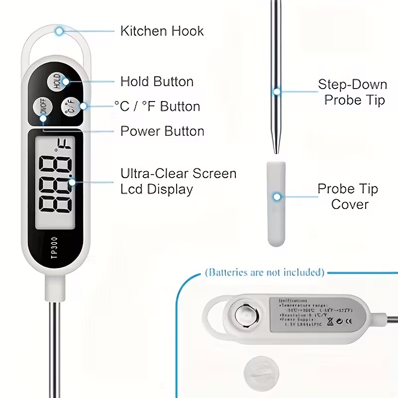 Digitales Lebensmittelthermometer mit Edelstahlsonde